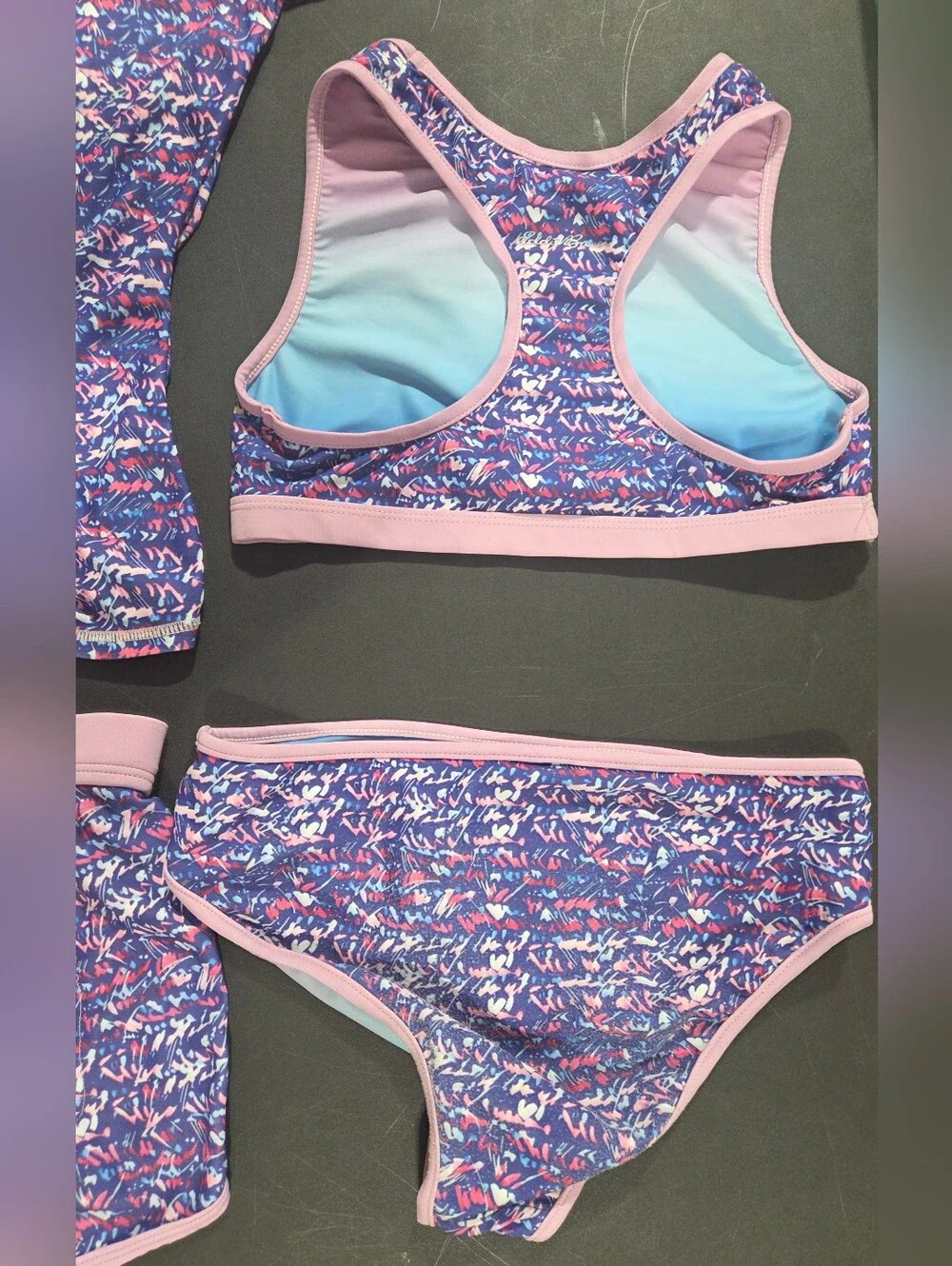 Kids Purple Floral Rash Guard Swim Set - 4-Piece